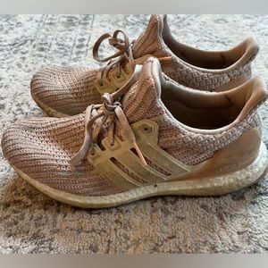 Adidas Ultraboost Athletic Sneakers in Size 9 | Ash Pearl / Linen / Clear Orange